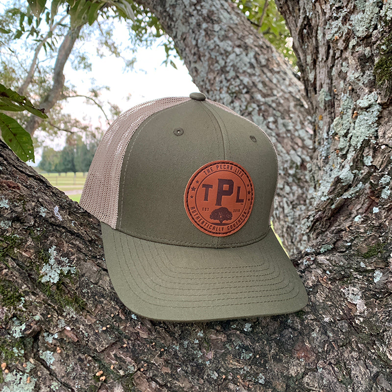 The Pecan Life™ Farmer Leather Patch Snapback Hat
